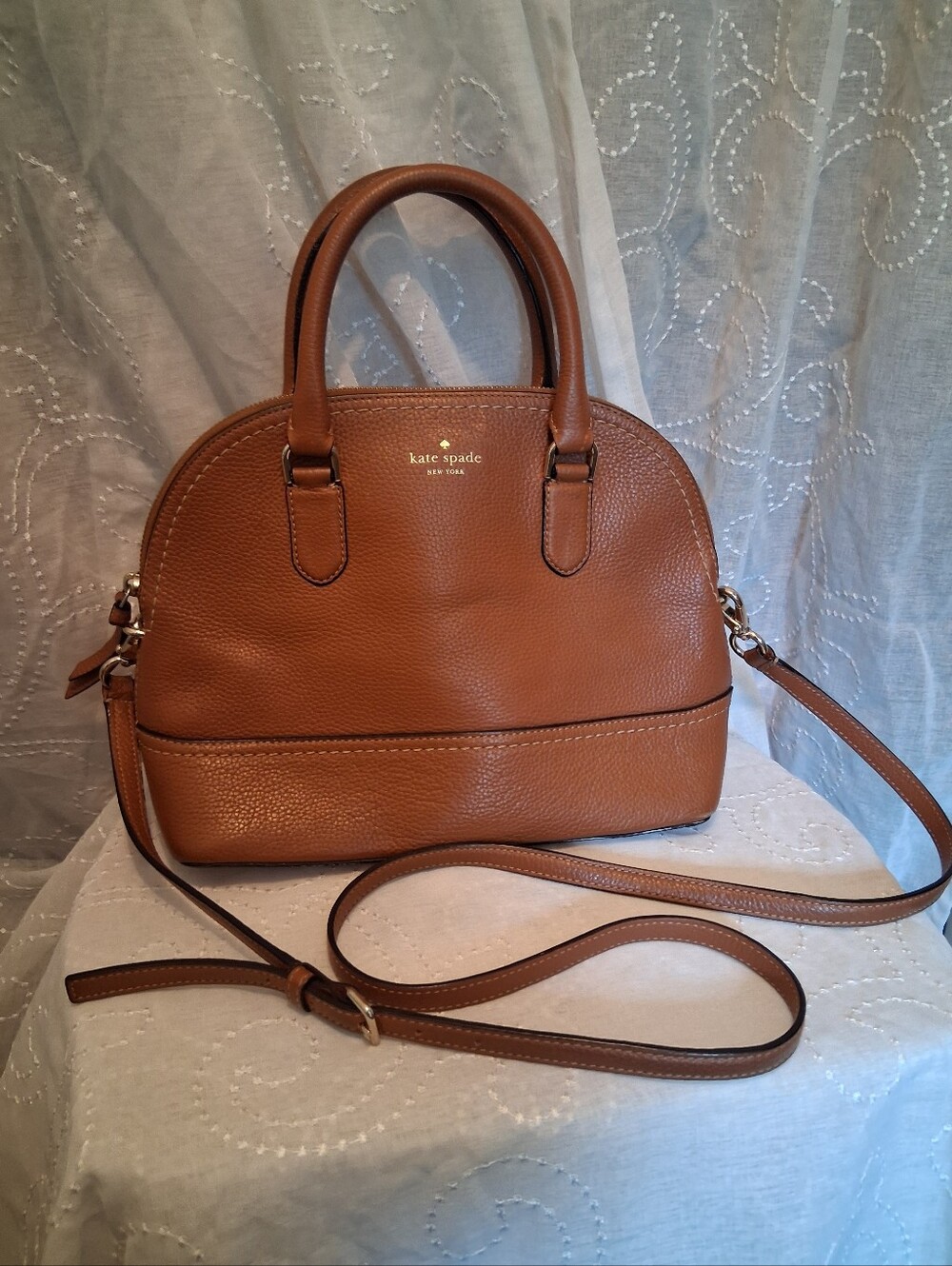 kate spade New York  McCall Street Carli Pebbled Leather Dome Satchel - Brown